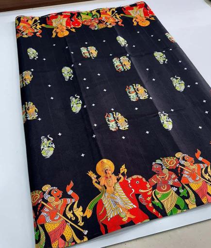 Svara kalamkari digital print surat silk sarees